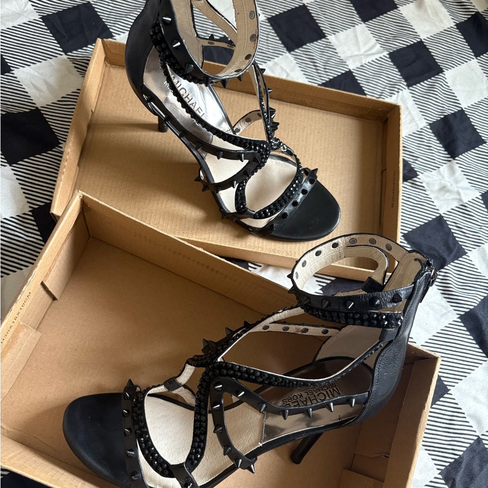 Michael Kors Black Studded Strappy Heels